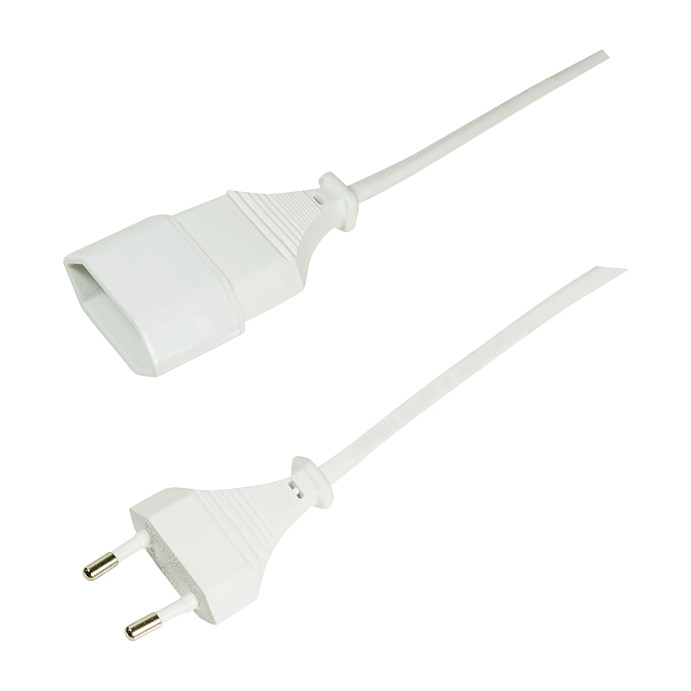 Power cable extension, CEE 7/16, white, 3 m