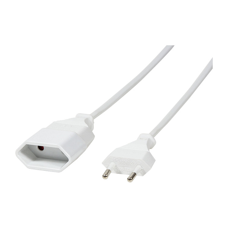 Power cable extension, CEE 7/16, white, 1 m