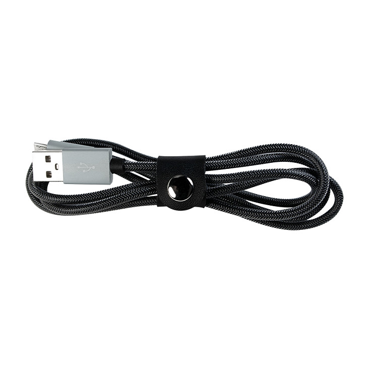 USB 2.0 cable, USB-A/M to Micro-USB/M, nylon, alu, black, 1 m