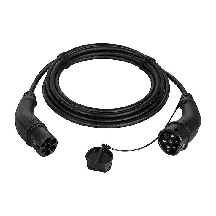 EV charging cable, Type 2, 3-phase, 32 A, 22 kW, 7.5 m