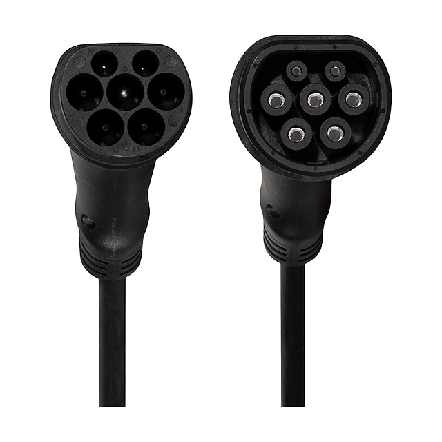 EV charging cable, Type 2, 3-phase, 32 A, 22 kW, 7.5 m