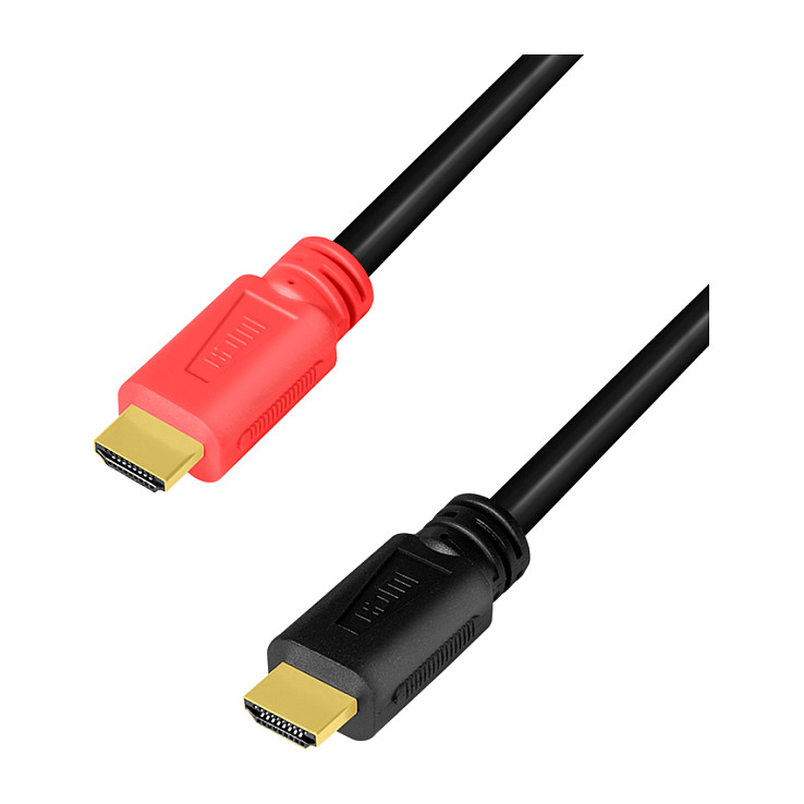 HDMI cable, A/M to A/M, 4K/60 Hz, amplifier, black/red, 10 m