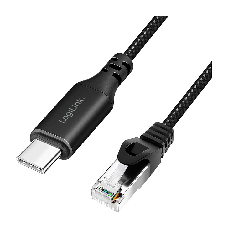USB 3.2 Ethernet cable, C/M to RJ45/M, 1 Gbps, active, black/grey, 2 m