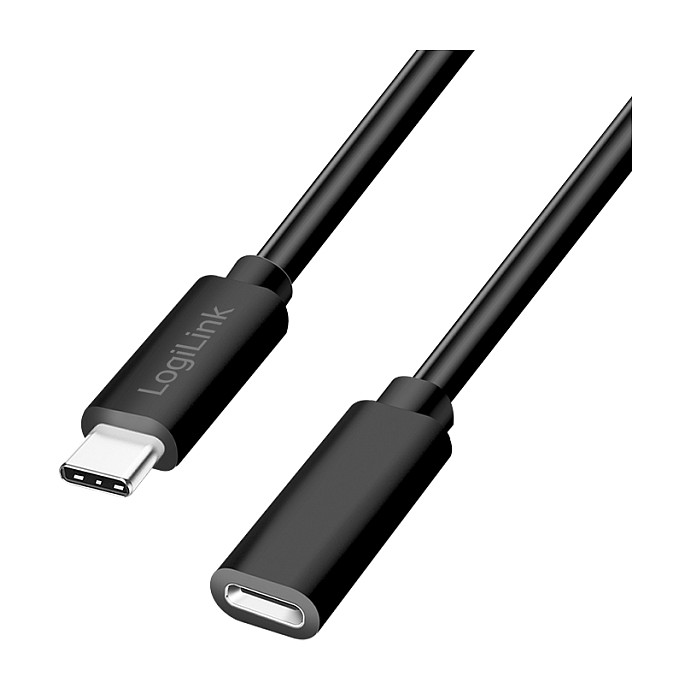 USB 2.0 Type-C cable, C/M to C/F, 480 Mbps, 100W, black, 2 m