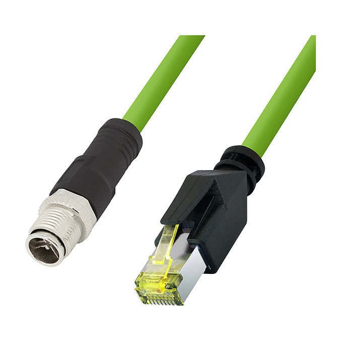 M12 CAT6A Industrial Patch Cable, PUR, M12 X-coded to RJ45, 5,00 m