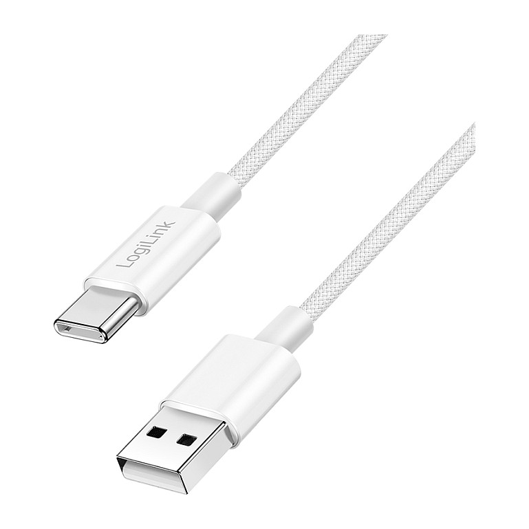 USB 2.0 Type-C cable, A/M to C/M, 480 Mbps, 60W, nylon, white, 0.5 m