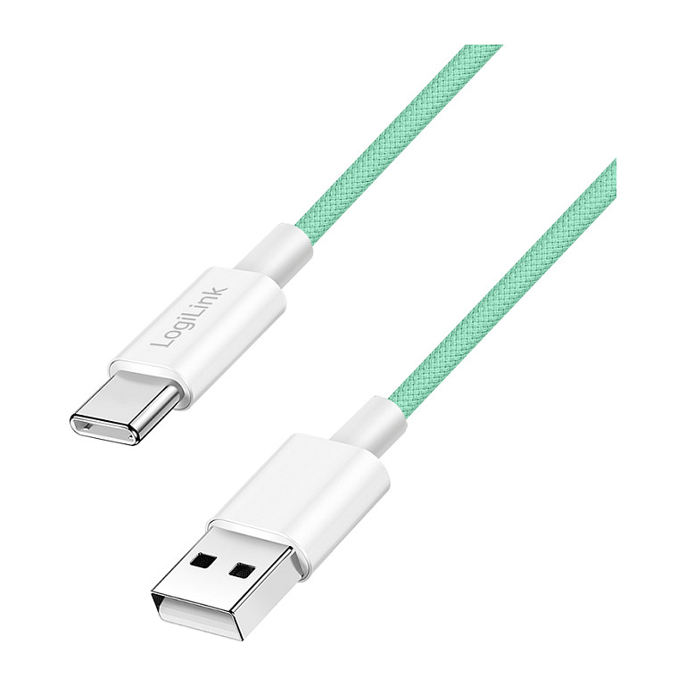 USB 2.0 Type-C cable, A/M to C/M, 480 Mbps, 60W, nylon, green, 0.5 m