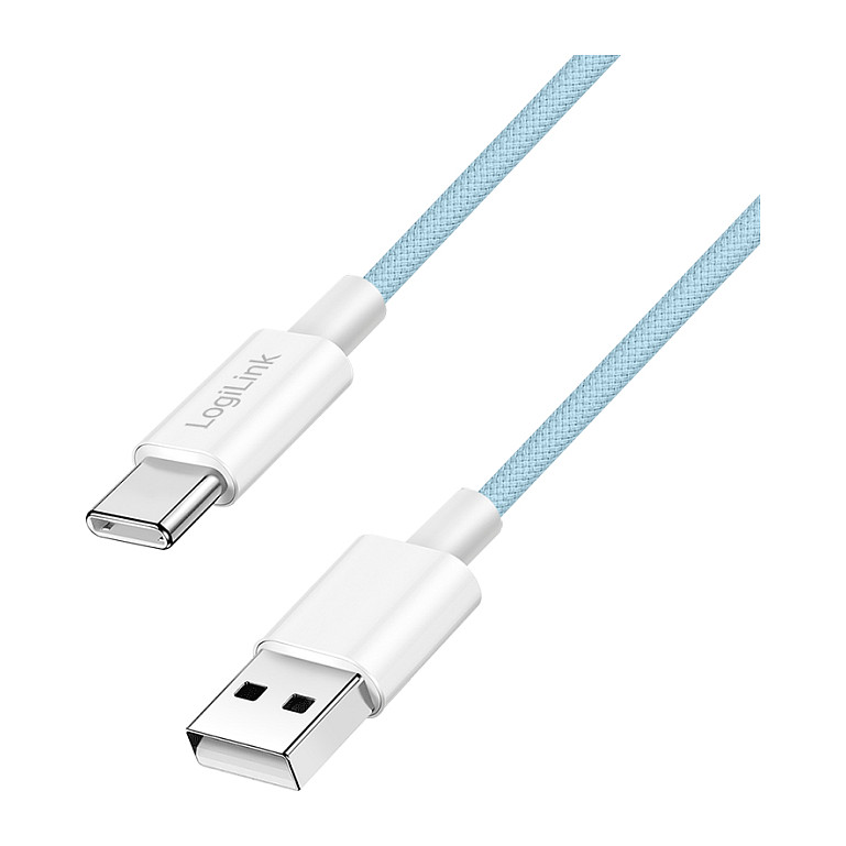 USB 2.0 Type-C cable, A/M to C/M, 480 Mbps, 60W, nylon, blue, 1 m
