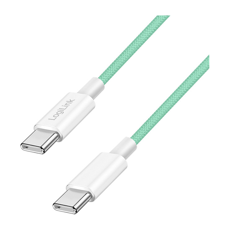 USB 2.0 Type-C cable, C/M to C/M, 480 Mbps, 60W, nylon, green, 0.5 m