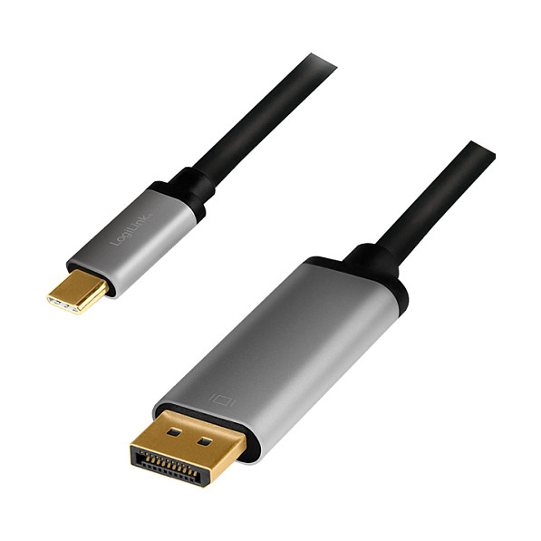 Logilink USB 3.2 Gen1 Type-C cable, C/M to DP/M, 4K/60 Hz, alu, black/grey, 1.8 m