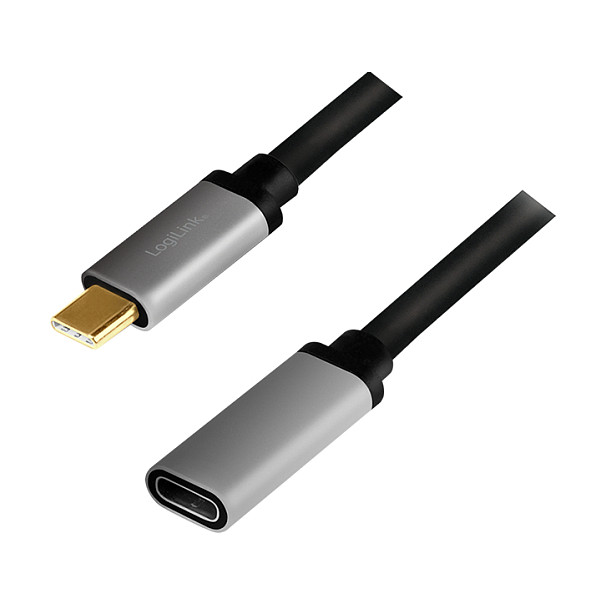 Logilink USB 3.2 Gen2 Type-C cable, C/M to C/F, 10 Gbps, 100W, 4K, alu, black/grey,0.5 m