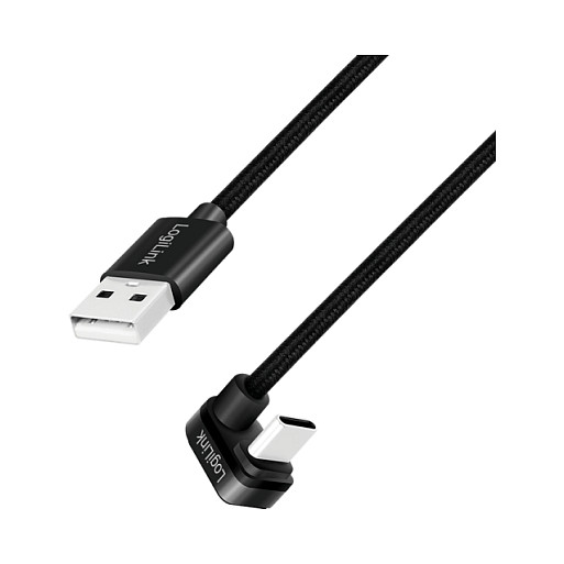 Logilink USB 2.0 Type-C gaming cable, C/M 180° to A/M, 480 Mbps, 60W, alu, black, 1 m