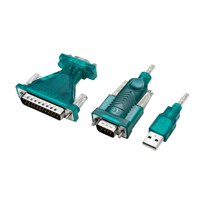 Logilink USB 2.0 cable, USB-A/M to DB9/M + DB25/M (RS232), Win 11, 1.3 m