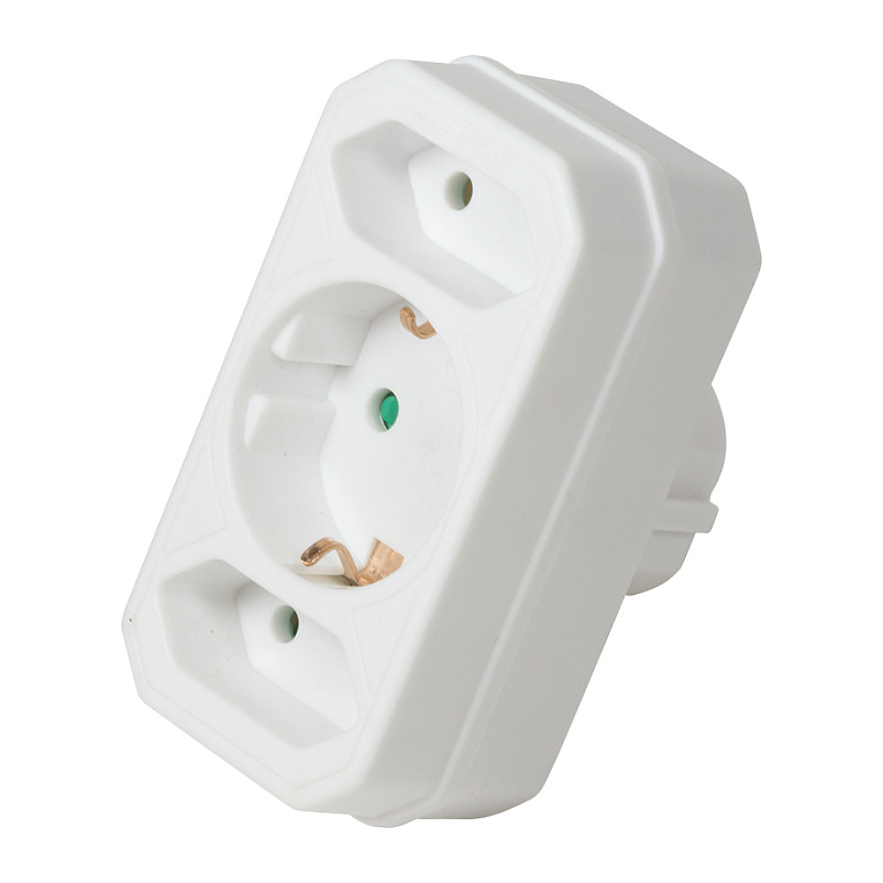 Logilink Adapter With 2 Euro + 1x Safety Socket, white