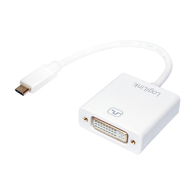 Logilink USB 3.2 Gen1 Type-C adapter, C/M to DVI-D/F, 1080p/60 Hz, white, 0.15 m