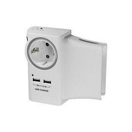 Logilink USB-A charger, 10.5 W, 2-port, 2x USB-A, 1x CEE 7/3, charging cradle, White