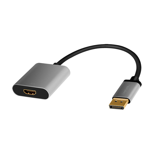 Logilink DisplayPort adapter,DP/M to HDMI A/F,4K/60 Hz, alu, black/grey, 0.15m