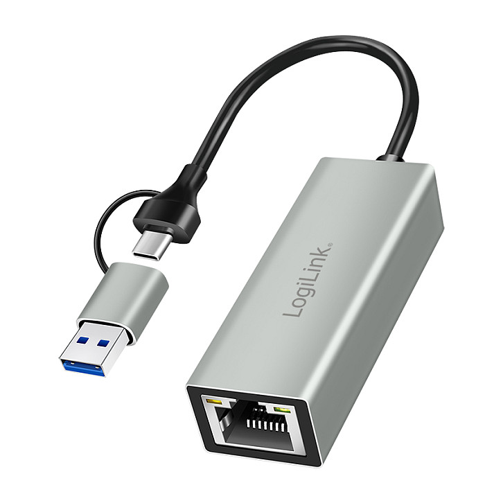 Logilink USB-C > Gigabit Ethernet Adapter mit 2-in-1 USB