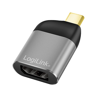 Logilink USB 3.2 Gen2 Type-C adapter, C/M to DP/F, 8K/60 Hz, alu, black/grey