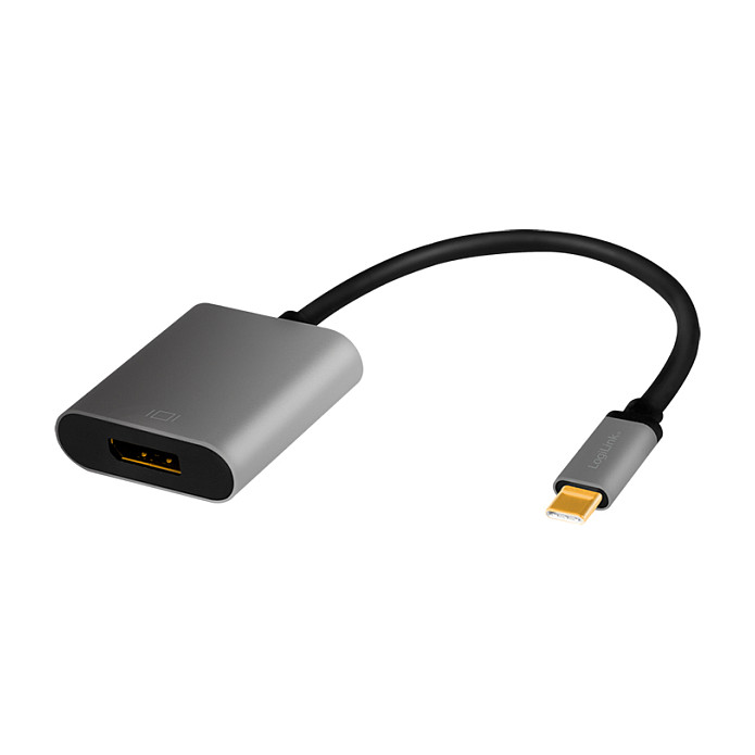 Logilink USB 3.2 Gen1 Type-C adapter, C/M to DP/F, 8K/60 Hz, alu, black/grey, 0.15 m