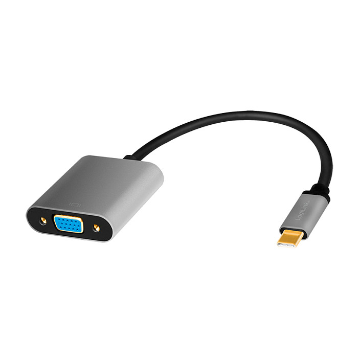 Logilink USB 3.2 Gen1 Type-C adapter, C/M to VGA/F, 1080p/60 Hz, alu, black/grey, 0.15 m