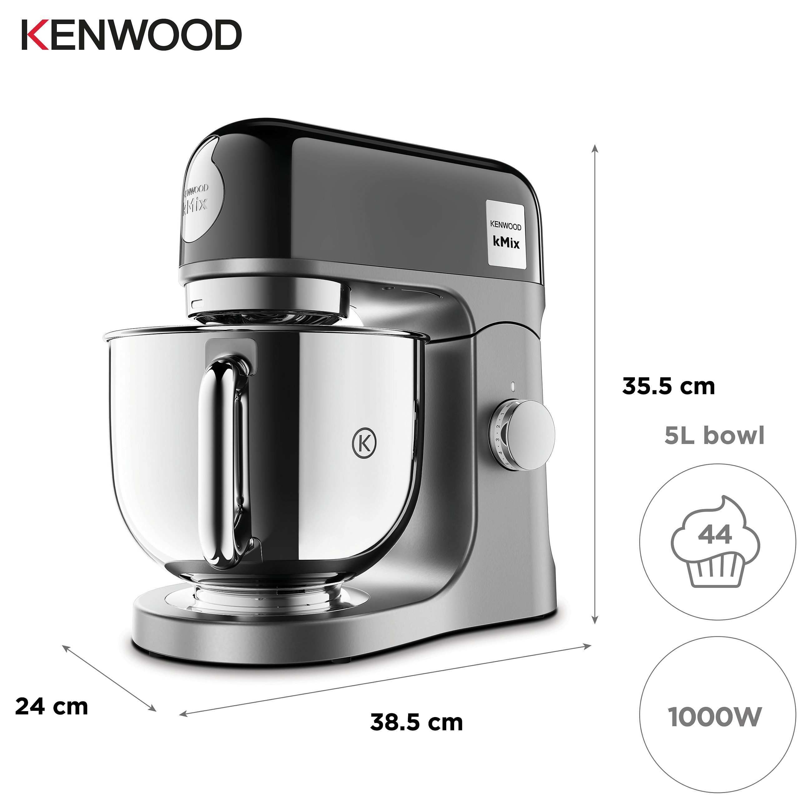 Kenwood kMix Küchenmaschine KMX760BC metallic (silber/schwarz, 1.000 Watt)