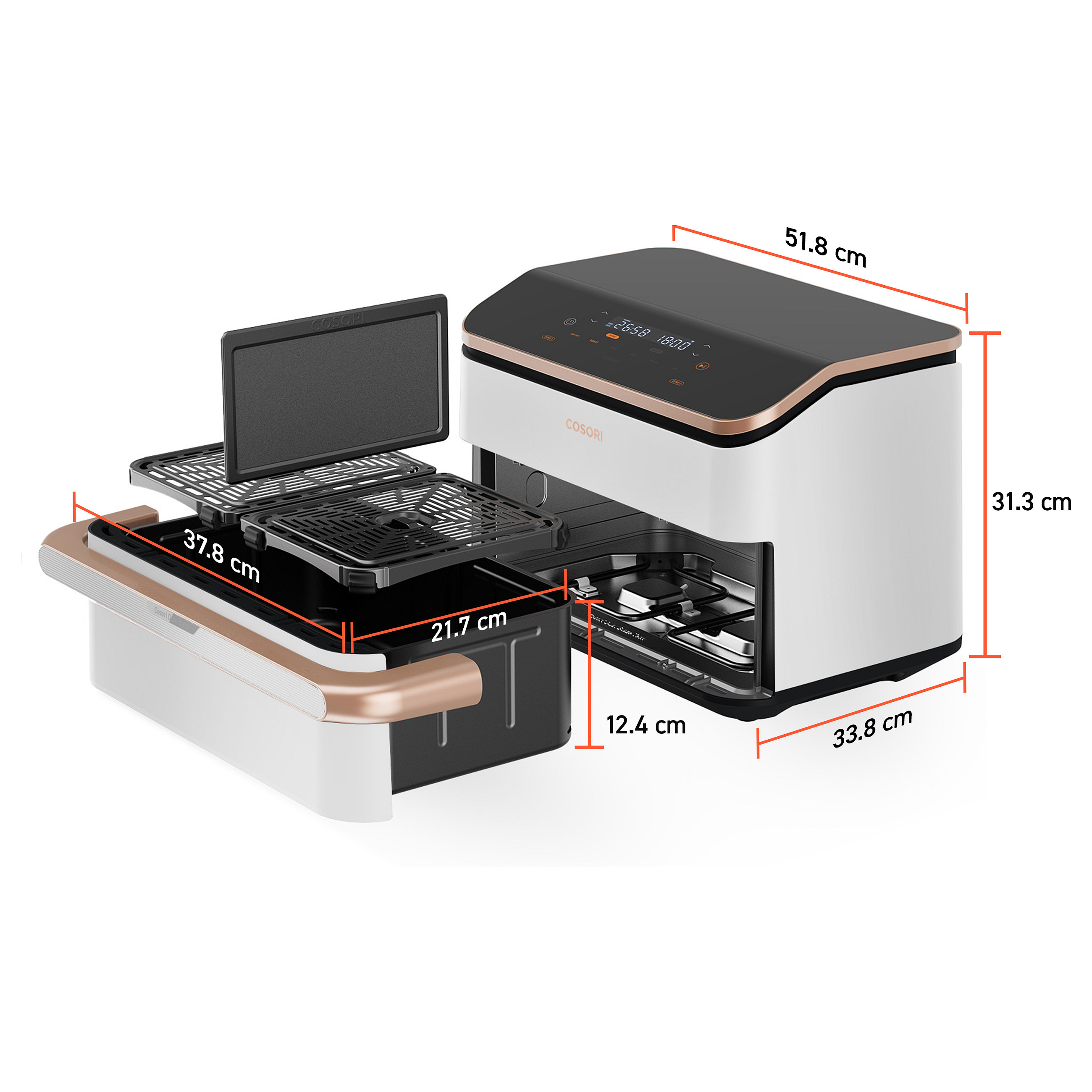 Cosori Heißluftfritteuse Dual Blaze Twinfry CAF-TF101S-WEUR (wei, 2.800 Watt, Korb 10 Liter / 2x 5 Liter)