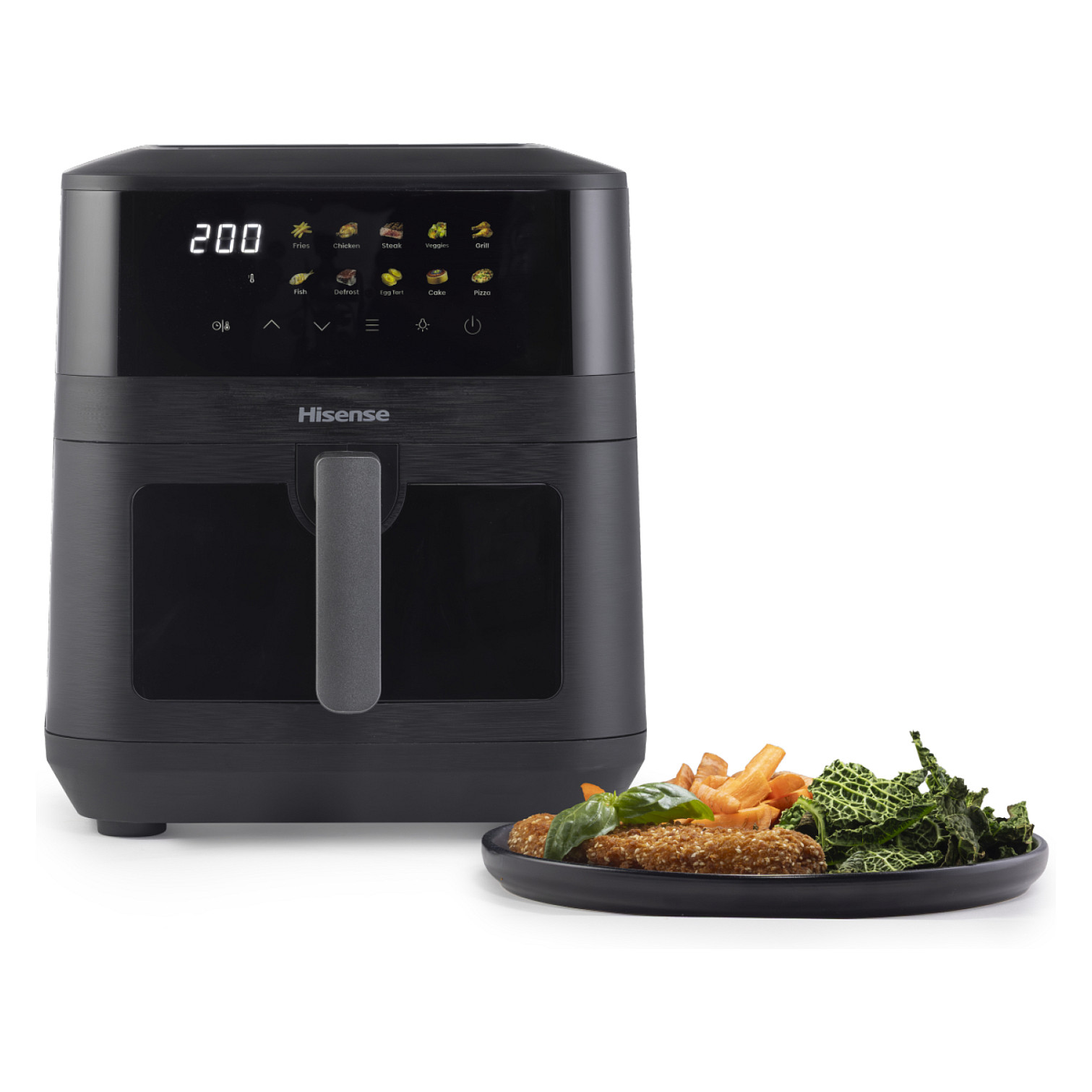 Hisense Heißluftfritteuse HAF2100DCD (schwarz, 2.100 Watt, Korb 7,7 Liter)