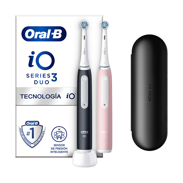 Oral-B iO Series 3N Duo, Elektrische Zahnbürste (schwarz/rosa, Matt Black//Blush Pink inkl. 2. Handstck) Körperpflege