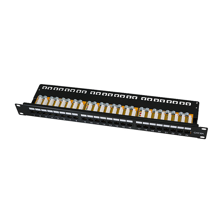 Logilink Cat.6A Patch Panel 24-Port UTP, 1U, 90° IDC Netzwerk- und Serverschränke