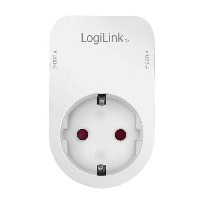 Logilink USB-A/C charger, 17 W, 2-port, 1x USB-A, 1x USB-C, 1x CEE 7/3, Charging cradle, White