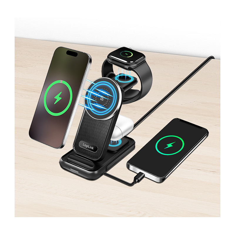 Logilink Wireless Table Charger, 4 in 1, 15W