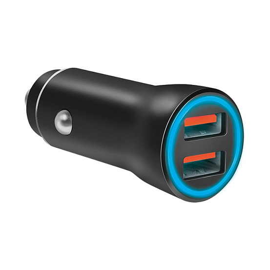 Logilink Car charger, 2 Port, 10.5W, illuminated, black
