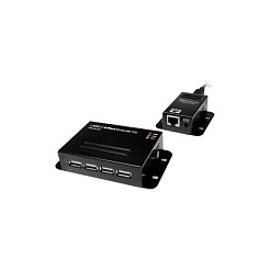 Logilink USB 2.0 Cat.5 extender, 50 m, incl. 4-port USB Hub, mountable, black
