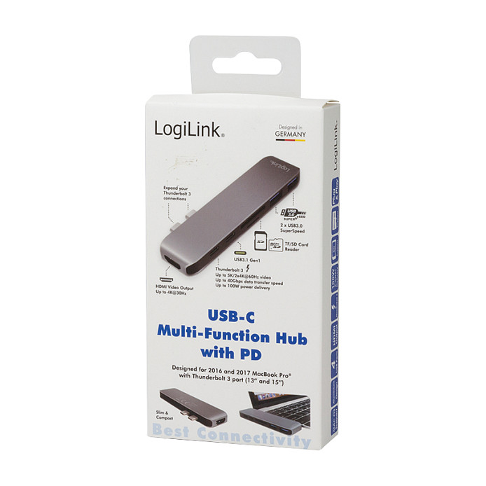 Logilink USB 3.2 Gen2x2, Docking Station, USB-C, 7-Port, w/PD, aluminum