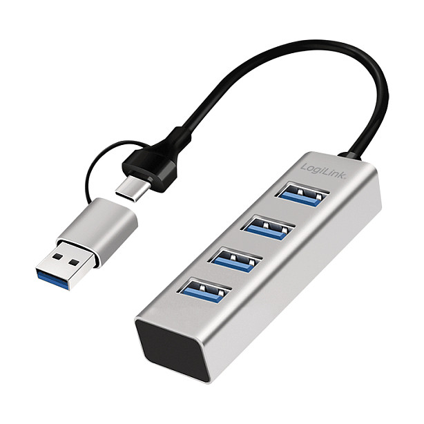 Logilink USB 3.1 Hub, 4-port, USB-A+C, aluminum, grey USB