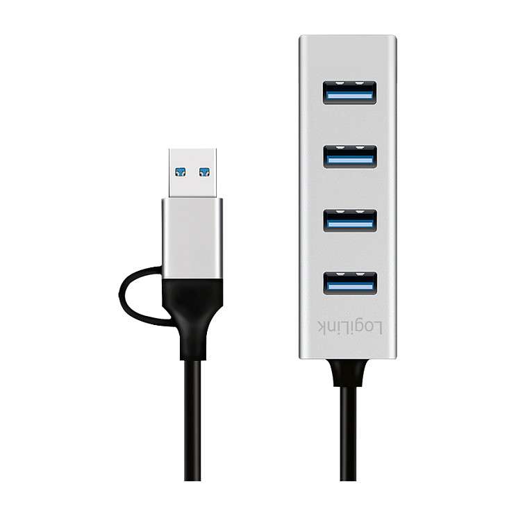 Logilink USB 3.1 Hub, 4-port, USB-A+C, aluminum, grey
