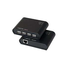 Logilink USB 2.0 Cat.5 extender, 50 m incl. 4-port Hub, black