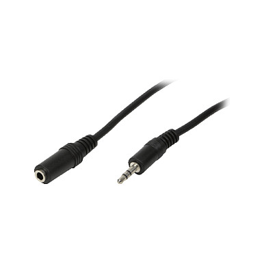 Audio cable, 3.5 mm 3-pin/M to 3.5 mm 3-pin/F, black, 10 m