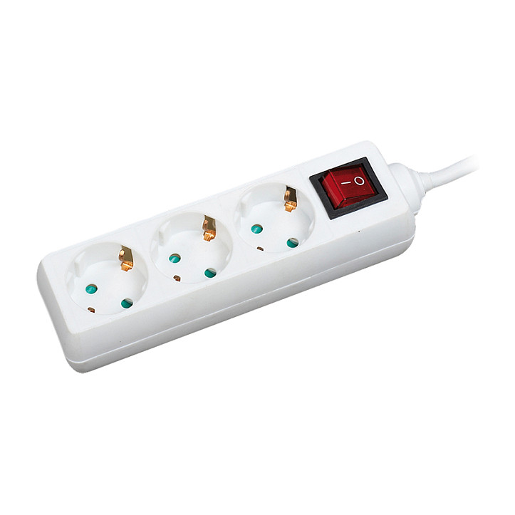 Logilink Outlet Strip, 3 safety sockets, w/ switch, 1.5m, white