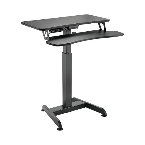 Sit-stand workstation, single motor, w/ keyboard tray, black