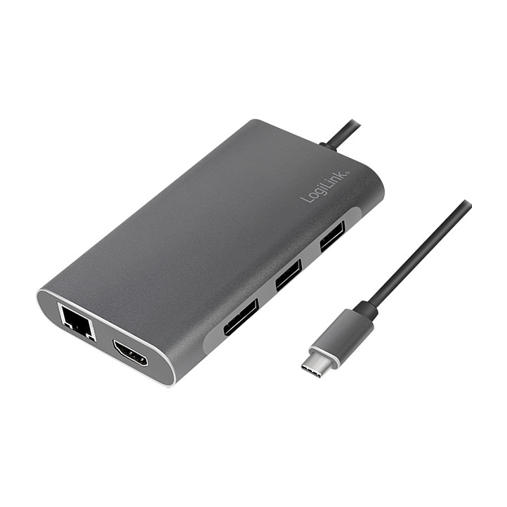 USB 3.2 Gen1, Docking Station, USB-C, 8-Port, PD, silver Zubehör Notebooks