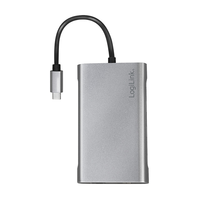 USB 3.2 Gen1, Docking Station, USB-C, 8-Port, PD, silver