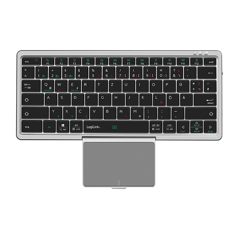 Keyboard, BT 5.1, 3 channel, w/ touchpad, grey