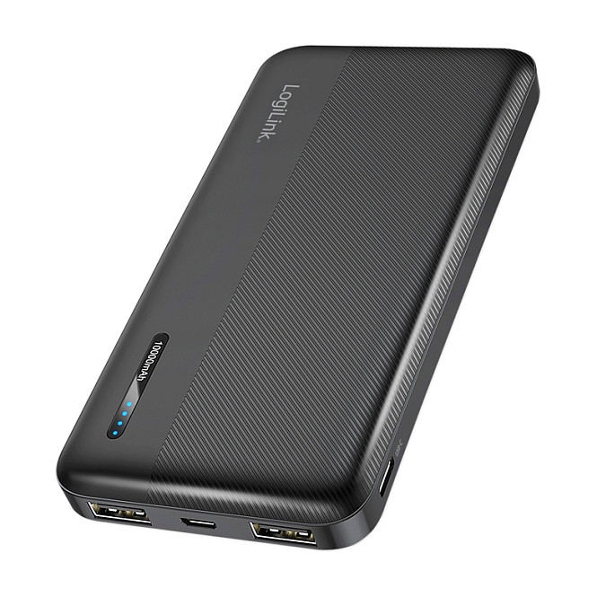 Logilink Mobile Power Bank, LiPo, 10.000 mAh, USB-C in/out, black Powerbanks