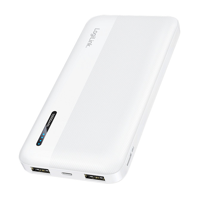 Logilink Mobile Power Bank, LiPo, 10.000 mAh, USB-C in/out, white Powerbanks