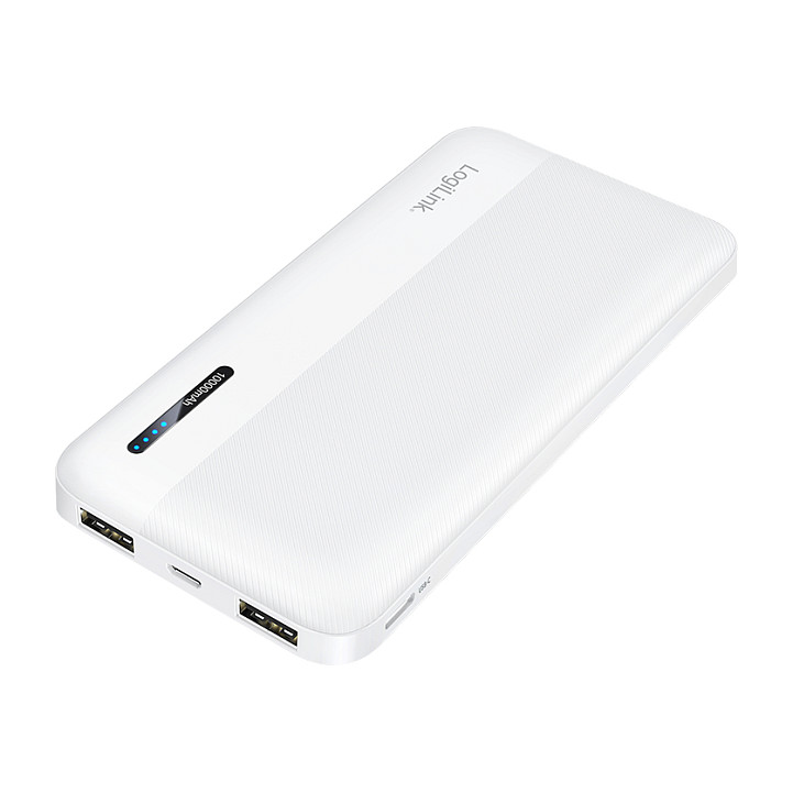 Logilink Mobile Power Bank, LiPo, 10.000 mAh, USB-C in/out, white