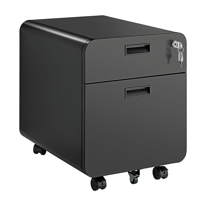 Mobile File Cabinet, 2-drawer, w/ lock, black Büro-Ausstattung