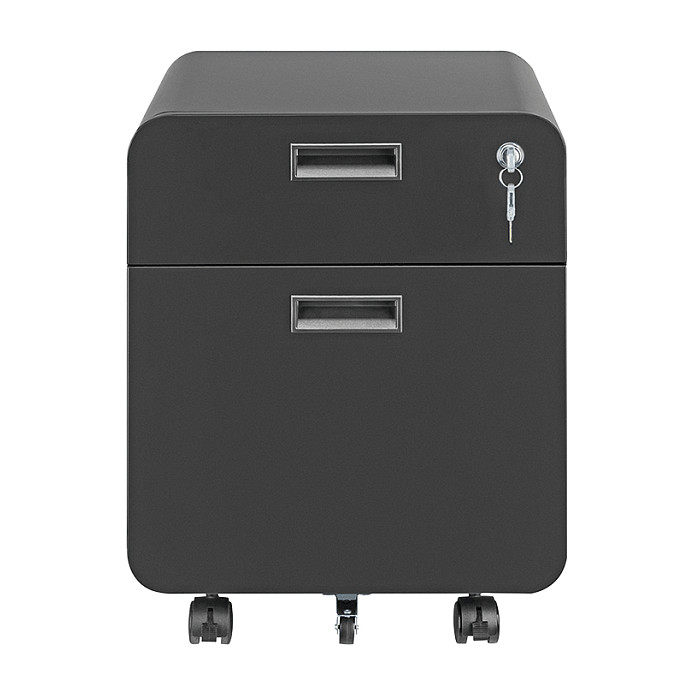 Mobile File Cabinet, 2-drawer, w/ lock, black