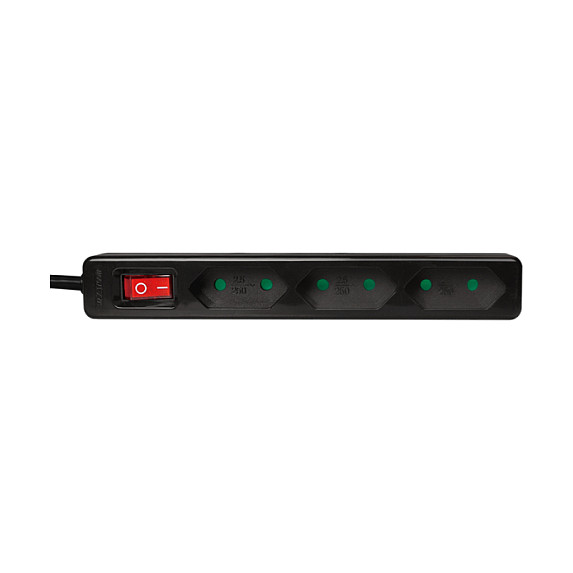 Logilink Outlet Strip, 3 euro sockets, w/ switch, black